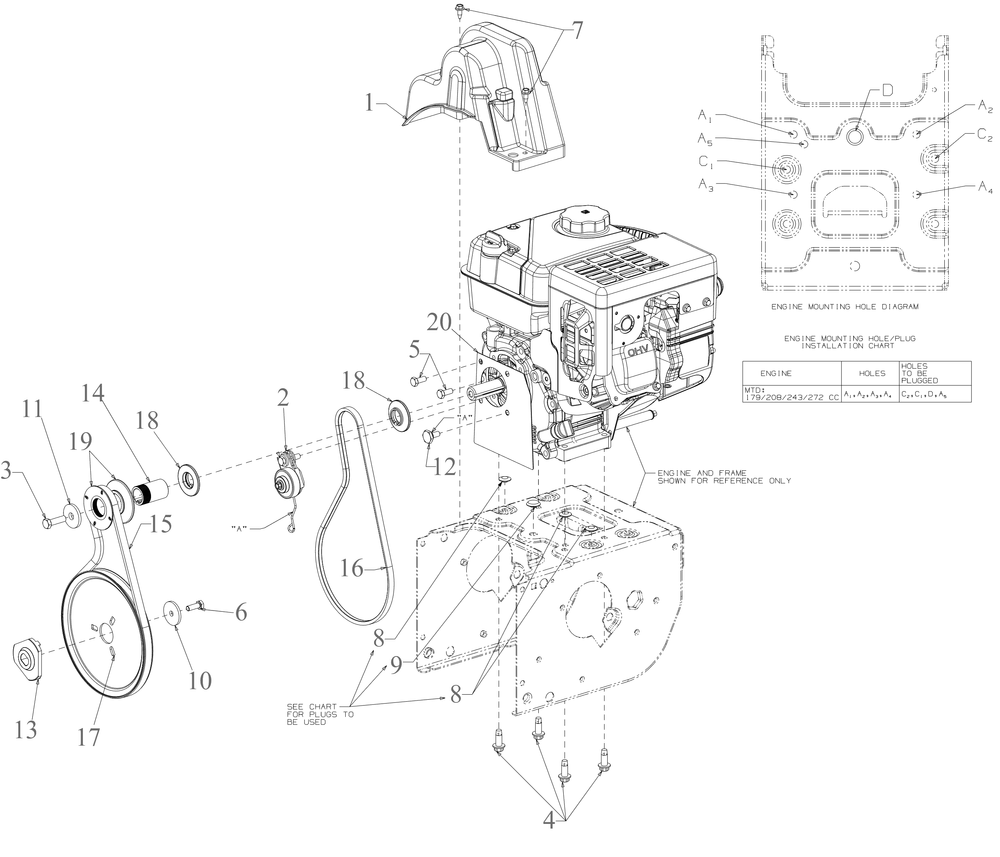 Engine Drive 1 Diagram and Parts List for 2X24-INCH (31AM6BVRB10)(2023) Cub Cadet Snow Blower